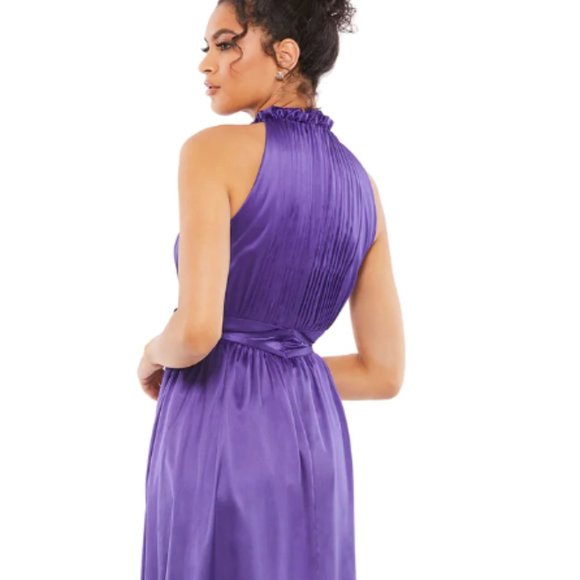MAC DUGGAL 26633 HALTER NECK MIDI PURPLE DRESS sz 14 - Picture 2 of 5